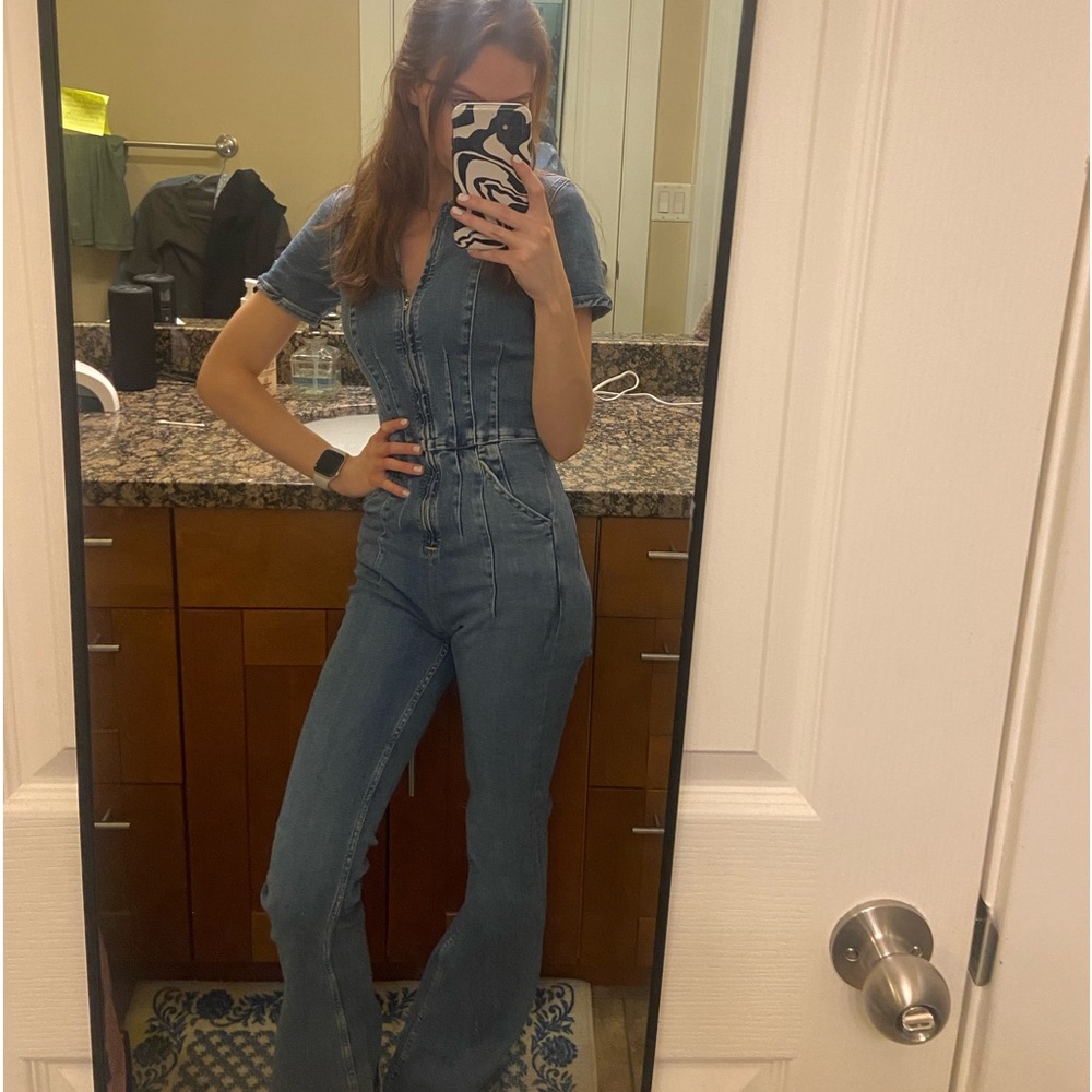 New free people denim jump suit